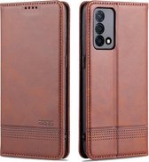 Voor OPPO K9 5G AZNS Magnetische Kalf Textuur Horizontale Flip Leather Case met Kaartsleuven & Houder & Portemonnee (Donkerbruin)