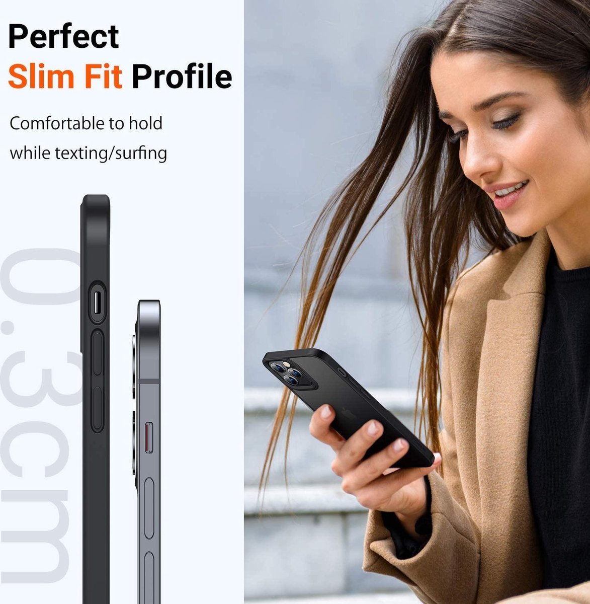 Torras geschikt voor iPhone 12 Pro Max Semi Transparant Shockproof hoes - Black
