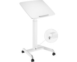 Worktrainer - Mobispot Wit - Hoogte 76 - 113 cm - Breedte 60 cm - Klein gasveer zit-sta bureau - Verrijdbare tekentafel - Lessenaar met Gasveer bediening
