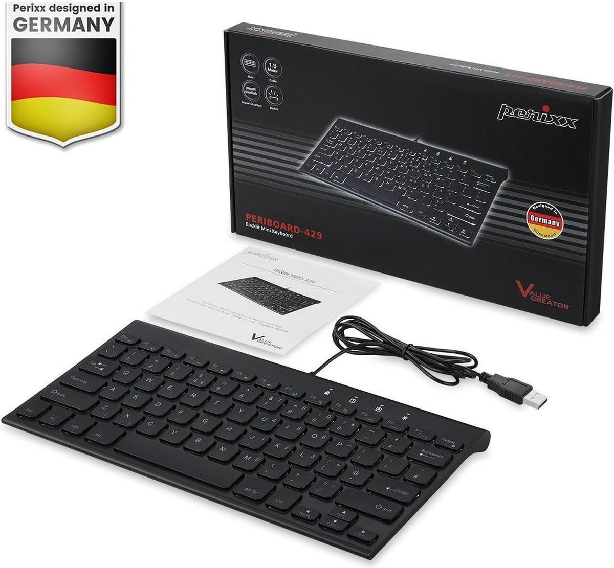 PERIBOARD-213 U Wired 90% Keyboard Scissor Keys Numpad Multimedia Keys