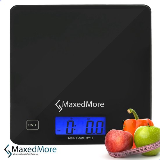 MaxedMore Digitale precisie keukenweegschaal - weegschaal keuken - weegschaal - Digitaal - Met gratis app - Nauwkeurig - Tot 5 kg