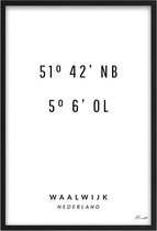 Poster Coördinaten Waalwijk A3 - 30 x 42 cm (Exclusief Lijst)