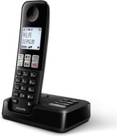 Philips D2551B/01- Draadloze DECT-telefoon met 1 handset met antwoordapparaat, 50 namen/nummers en nummerherkenning - Zwart
