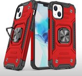 Magnetisch pantser Schokbestendig TPU + pc-hoesje met metalen ringhouder voor iPhone 13 Pro Max (rood)