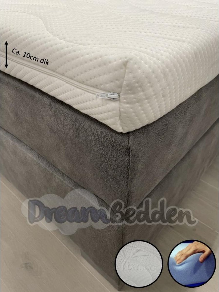 Bamboo Topper 130x210 Bamboo Hotel HR45 Koudschuim ca. 10cm dik Anti allergie Wit