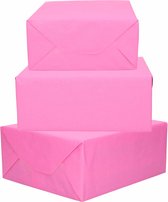 3x Rouleaux de papier kraft rose 200 x 70 cm - papier cadeau / papier cadeau / couvertures de livres