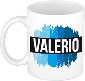 Valerio naam cadeau mok / beker met  verfstrepen - Cadeau collega/ vaderdag/ verjaardag of als persoonlijke mok werknemers