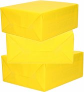 3x Rollen kraft inpakpapier geel  200 x 70 cm - cadeaupapier / kadopapier / boeken kaften