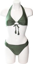 334.22 Shiny green triangle bikini 38CD