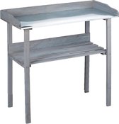 Table de rempotage en bois avec plan de travail galvanisé - table de travail de jardin / table à plantes avec support de rangement - anthracite