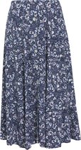 Cassis - Female - Halflange rok in viscose met bloemenprint  - Marineblauw