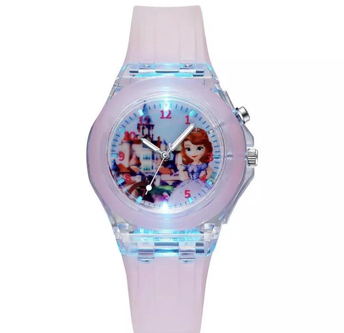 Kinderhorloge Princess Asha met licht - Lichtroze