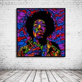 Pop Art Jimi Hendrix Poster in lijst - 90 x 90 cm en 2 cm dik - Fotopapier Mat 180 gr Framed - Popart Wanddecoratie inclusief lijst