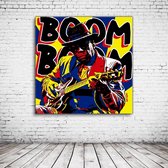 Pop Art John Lee Hooker Canvas - 100 x 100 cm - Canvasprint - Op dennenhouten kader - Geprint Schilderij - Popart Wanddecoratie