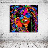 Janis Joplin Pop Art Canvas - 90 x 90 cm - Canvasprint - Op dennenhouten kader - Geprint Schilderij - Popart Wanddecoratie