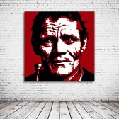 Chet Baker Pop Art Acrylglas - 80 x 80 cm op Acrylaat glas + Inox Spacers / RVS afstandhouders - Popart Wanddecoratie