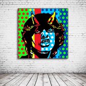 Pop Art Angus Young Canvas - 100 x 100 cm - Canvasprint - Op dennenhouten kader - Geprint Schilderij - Popart Wanddecoratie
