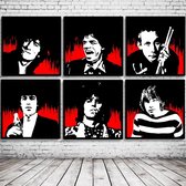 Pop Art Rolling Stones x6 Poster in lijst x6 - 65 x 65 cm Fotopapier Mat 180 gr Framed - Popart Wanddecoratie