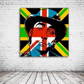 Keith Moon Pop Art Acrylglas - 80 x 80 cm op Acrylaat glas + Inox Spacers / RVS afstandhouders - Popart Wanddecoratie