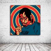 Pop Art Rubin Carter The Hurricane Acrylglas - 80 x 80 cm op Acrylaat glas + Inox Spacers / RVS afstandhouders - Popart Wanddecoratie