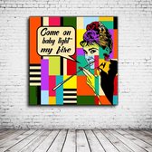 Pop Art Audrey Hepburn Ltd Edition Canvas - 90 x 90 cm - Canvasprint - Op dennenhouten kader - Geprint Schilderij - Popart Wanddecoratie