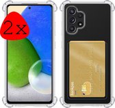 Samsung Galaxy A72 Hoesje Met Pasjeshouder - Samsung Galaxy A72 Card Case - Samsung Galaxy A72 Hoes Pashouder Card Case Transparant - 2 Stuks