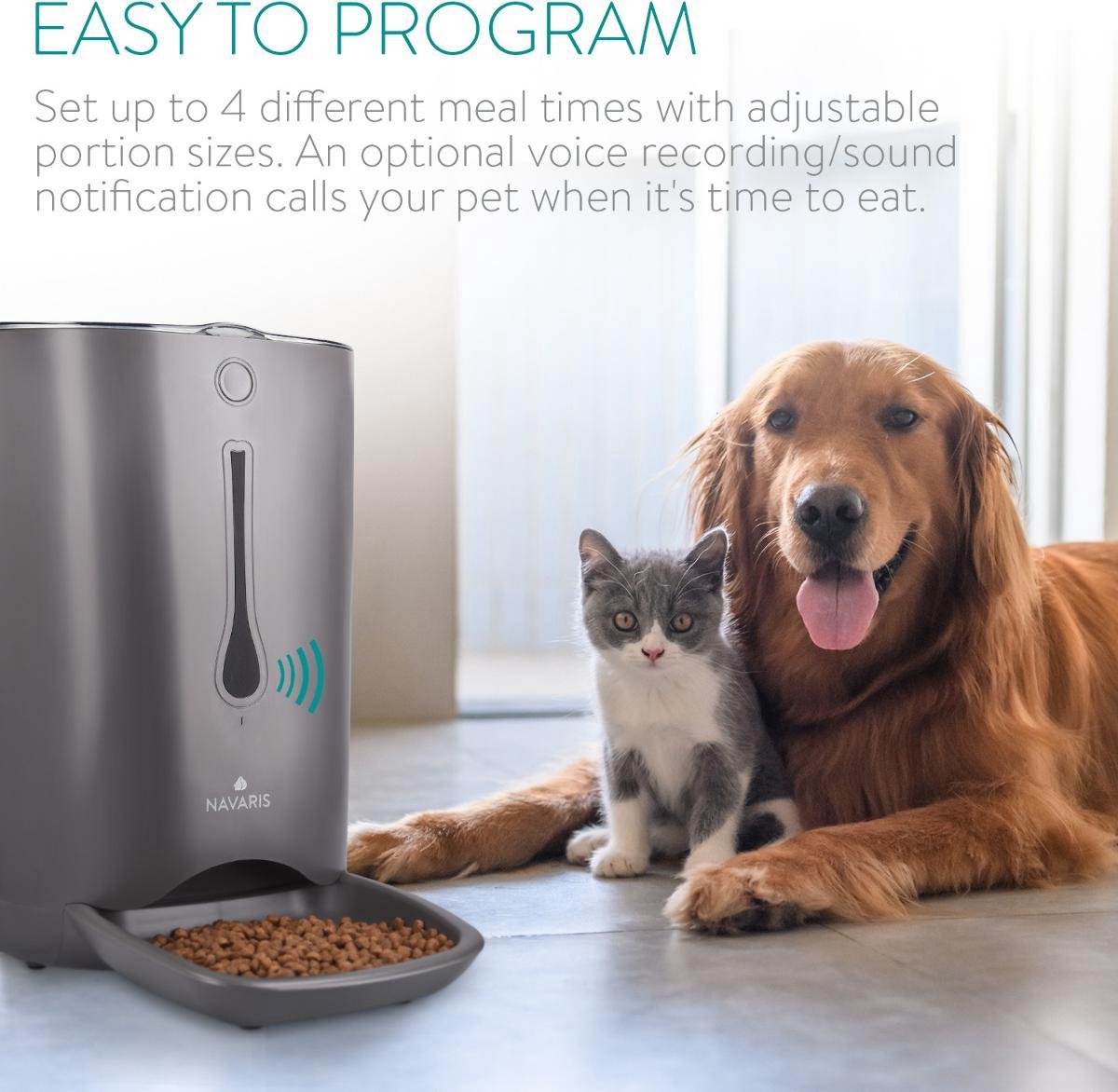 Navaris 6L Automatischer Futterautomat mit Timer für Hund & Katze