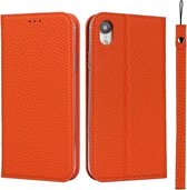 Litchi Textuur Horizontale Flip Top Layer Koeienhuid Lederen Case met Houder & Kaartsleuven & Portemonnee & Riem & Draad Winder Voor iPhone XR (Oranje)