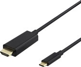 DELTACO USBC-HDMI1020-K, USB-C naar HDMI kabel, Ultra HD 4K 60Hz, 2 meter, zwart