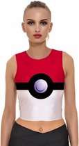 Pokéball top Pokemon - maat XS - crop topje lycra stretch rood wit