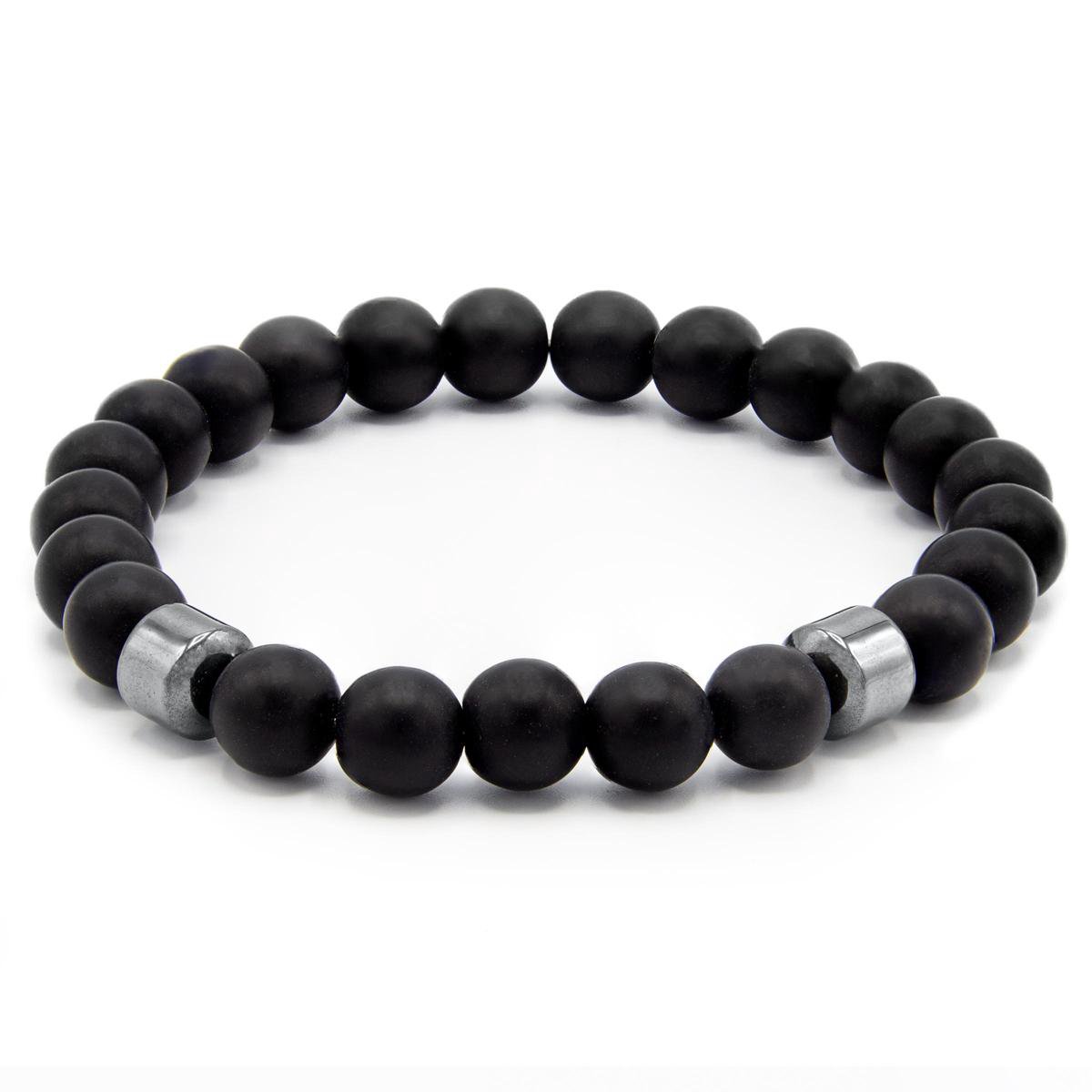 Victorious Natuurstenen Kralen Armband Heren – Mat Zwart – 18cm
