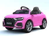 Audi RS Q8 12v  kinderauto op accu roze met afstandsbediening - MP3 input - AUX - LED lampen - bluetooth - lederen zit - rubberen banden