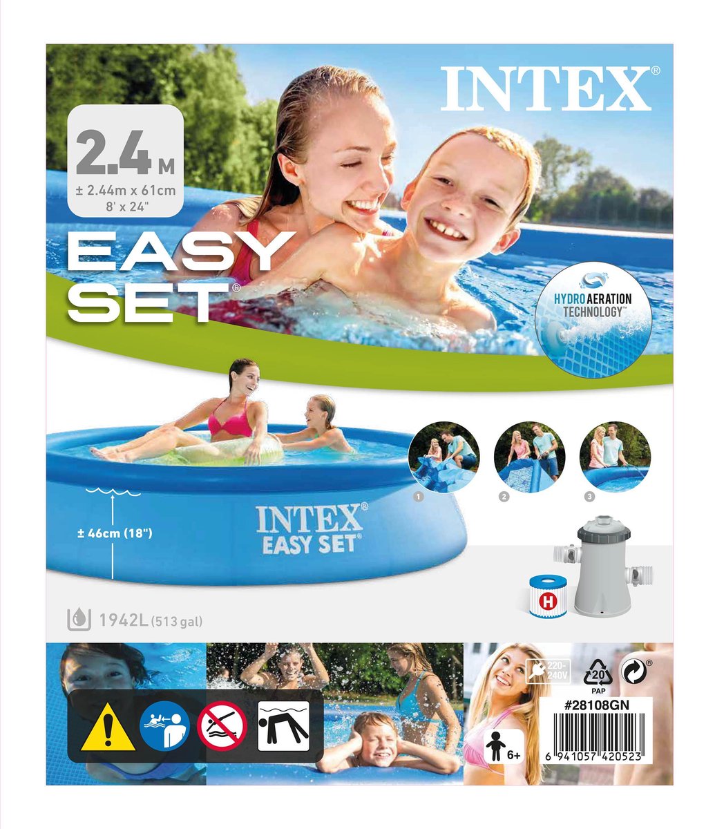 Intex Easy Set - Opblaasbaar Zwembad - 244x61 cm - Blauw