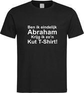 Zwart T-Shirt met “ Ben ik eindelijk Abraham krijg ik zo'n kut t-shirt  “ print Wit  Size S