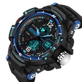 Horloge - Stoer - kinderen - Waterproof - Rubberen band - Zwart - Trendy - Kids - Smael - Cadeau Tip
