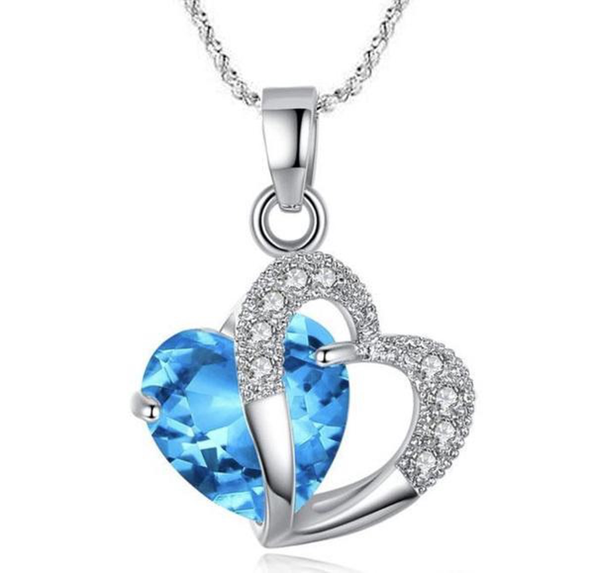 Lumici® | Amethist Ketting - Blauw Hartje - Cadeau Voor Vrouwen - Moederdag Cadeau - Valentijn - Liefde - Verrassing - Zilver