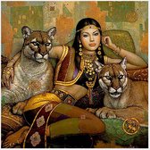 TOPMO - Egyptische vrouw- Diamond painting pakket - HQ Diamond Painting - volledig dekkend - Diamant Schilderen – voor Volwassenen – ROND - 40 x 50 CM