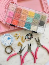 DIY - kralen complete starterspakket voor het maken van sieraden - sieraden tangen - kralenbord - glaskralen - Volwassenen en kinderen - Rocailles - Pastel - Zelf maken - Knijpkralen