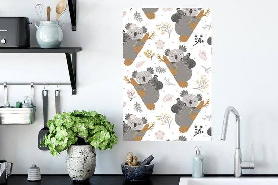 Sticker Muursticker Motif chambre d'enfant - Motif enfant avec koalas endormis - 40x60 cm - Film adhésif autocollant - Sticker mural repositionnable