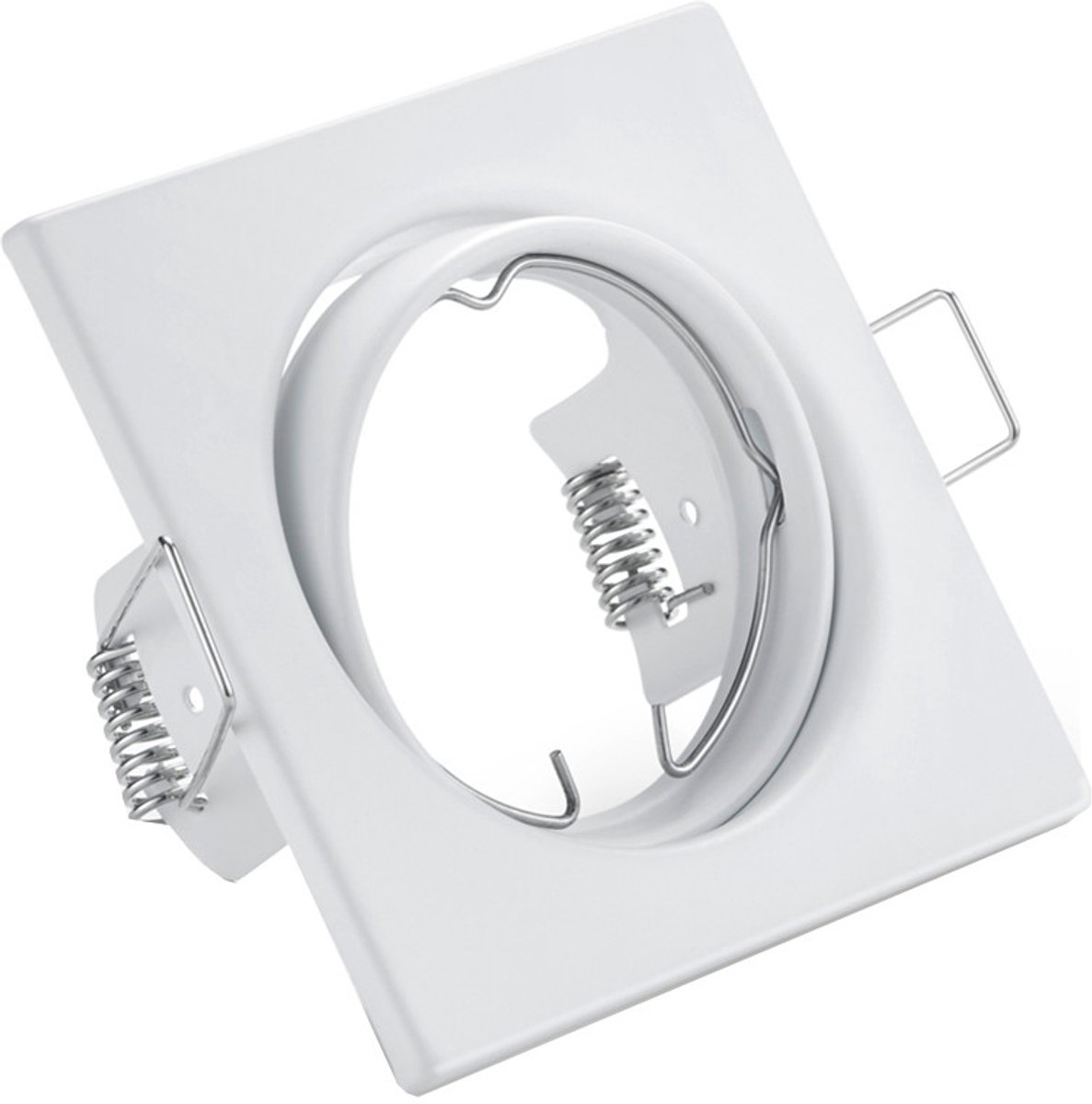 Spot Armatuur GU10 - Trion - GU10 Inbouwspot - Vierkant - Wit - Aluminium - Kantelbaar 80mm