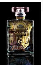 Fashion - Exclusief Roze Parfum Art - 60x80cm - Glasschilderij - Wanddecoratie & Schilderijen