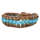 Bela Donaco Armband Bohemian blue B6 – Blauw – Turquoise – Kokos – leer