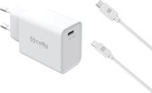 CELLY APPEL IPHONE OPLADER MET USB C POORT 18W + USB-C NAAR LIGHTNING KABEL [PRO POWER]