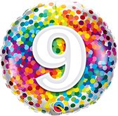 Qualatex - Folieballon Confettiprint Leeftijd 9 - 45 cm