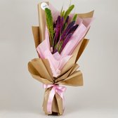 Droogbloemen - Boeket - Paris - Paars - Groen - Roze - 55 cm. - Luxe - dames cadeau - verjaardag cadeau vrouw