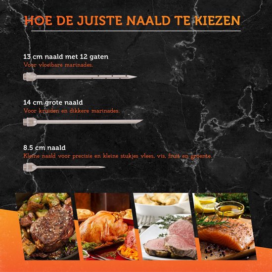 Roestvrij Staal Turkije Baster Commerciële Kwaliteit FDA Rubberen Lamp Inclusief Marinade Injector Naald En Borstel