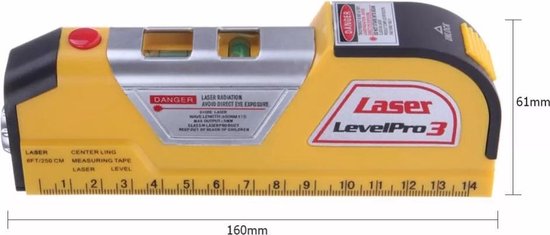 LOUZIR Niveau laser électronique - Avec mètre ruban 2,5 mètres - Niveau à  bulle Torpedo