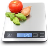 Hermanos® Digitale Precisie Keukenweegschaal - Weegschaal Keuken - 1 gr tot 15 kg - Tarra Functie - Bluetooth met Voedingsapp - Incl. Batterijen - RVS