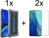 Oppo Reno 2 hoesje shock proof case transparant hoesjes cover hoes - 2x Oppo Reno 2 screenprotector