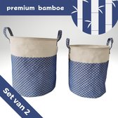 BAM-Boo Wasmand – SET van 2 - EXTRA VOORDELIG - Waterdichte multifunctionele trendy Bamboe waszak – 43L & 32L– 100% Duurzaam en Stijlvol - Opbergmand - Handvaten – Opvouwbaar - Bla